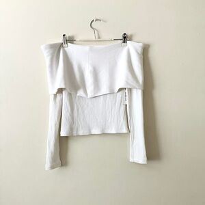 Aritzia Nwt White Off-Shoulder Ribbed Top